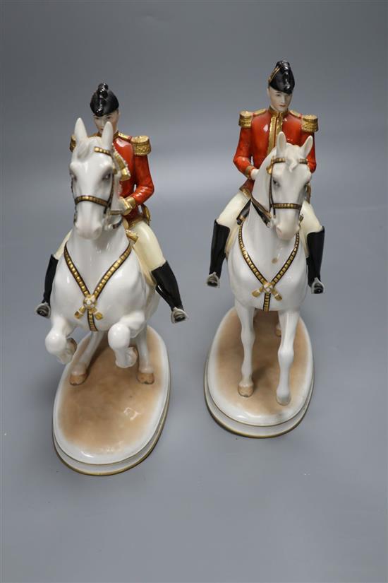 A pair of Augarten porcelain Spanish Riding School equestrian groups